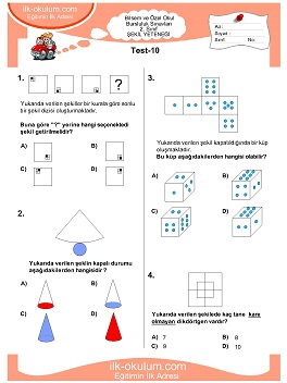 ilkokul 1. Sınıf Bilsem Zeka Testi 